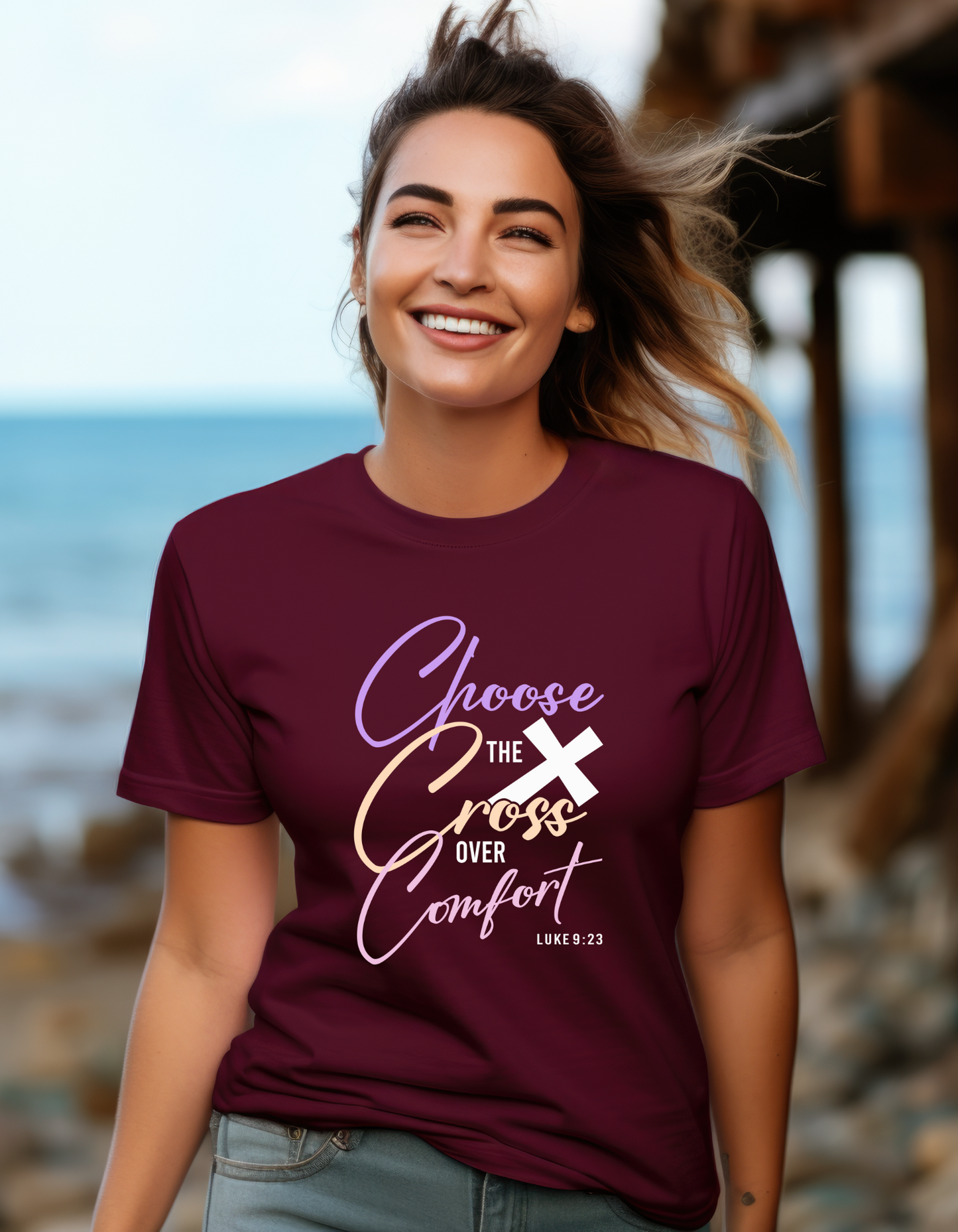 Choose the Cross Over Comfort Luke 9:23 - Women's Tee
