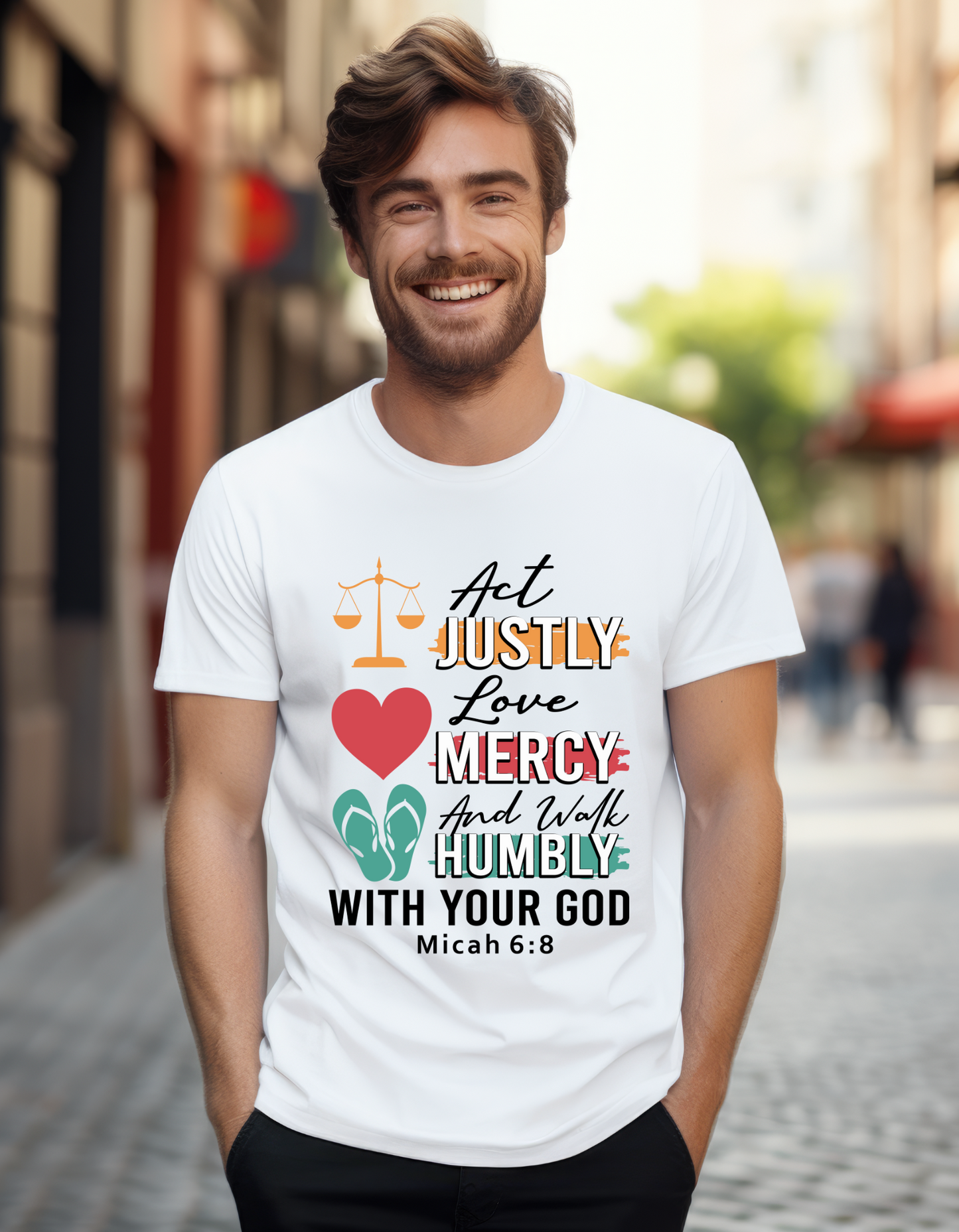 Micah 6:8 Bible Verse - Men's (Black Lettering)